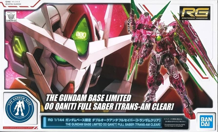 Bandai RG 1/144 Gundam Base Limited 00 QAN[T] Full Saber [Trans-Am Clear]